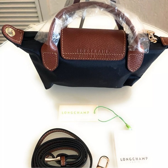 Unused Mini Longchamp Original Black Handbag Pouch Canvas Makeup XS - Picture 4 of 5